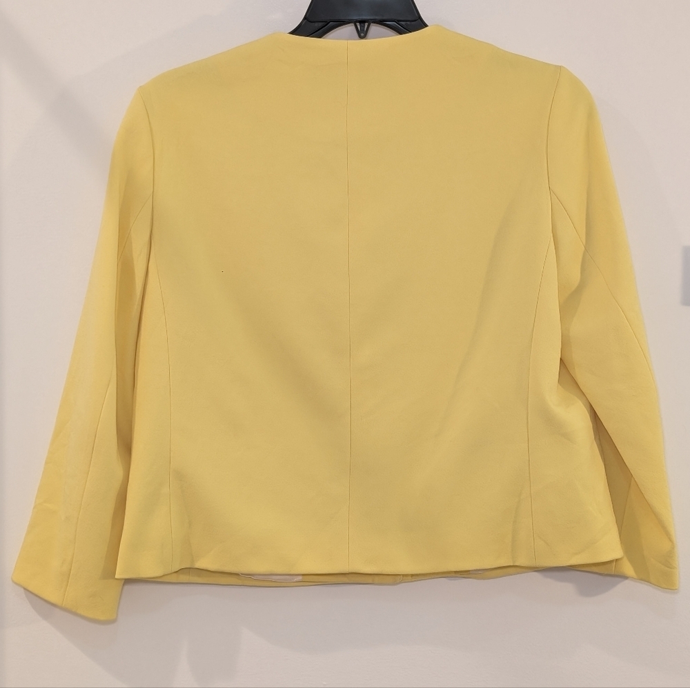 Zara Basic Yellow Collarless Jacket Size L Silver… - image 5